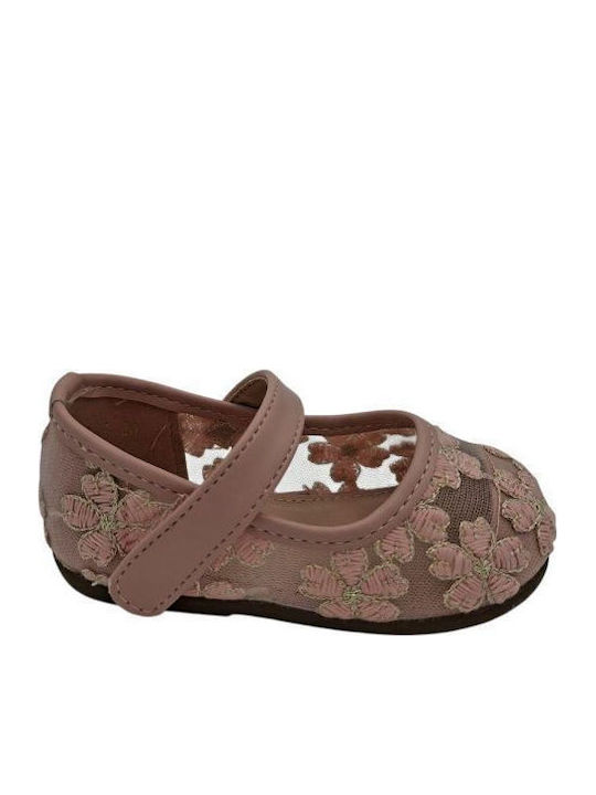 Kids Pumps & Ballerinas With Hoop & Loop Closure Fabric Pink