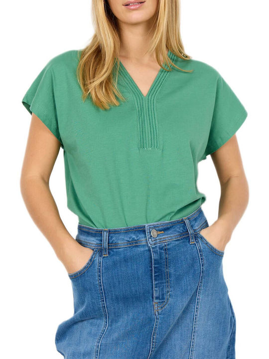 Women's Blouse with V-Neck Green