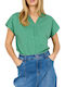 Women's Blouse with V-Neck Green