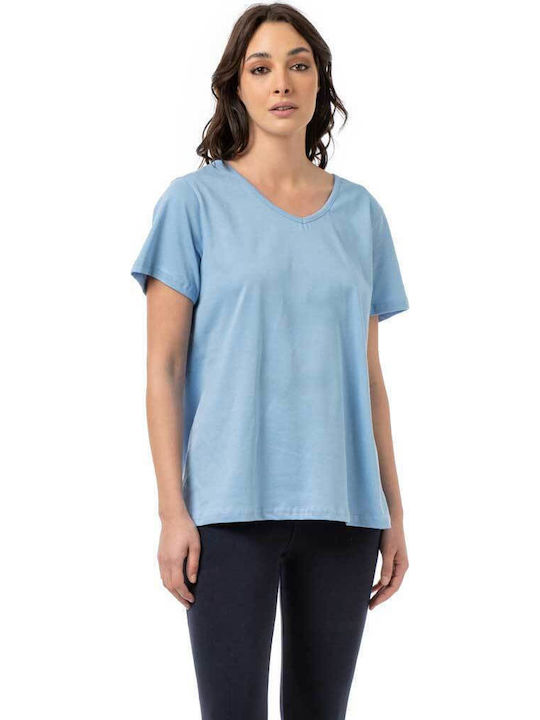 Bodymove Damen Bluse Baumwolle Hellblau