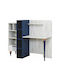 Large Kids Desk with Shelves and Storage Blue Light Gray 150×55×130cm