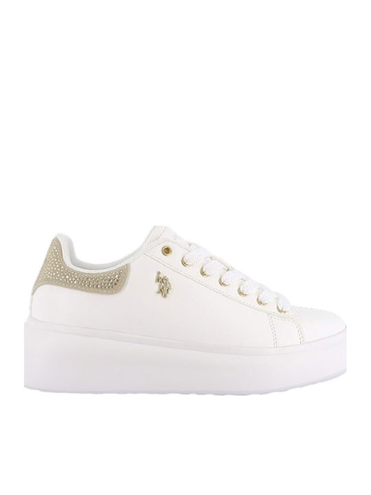 U.S. Polo Assn. Sneakers Pentru Femei Albi Aurii