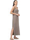 Rochie Maxi De Vară Gri-Cafeniu