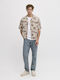 Short Sleeve Shirt in Wide Line Floral Beige 12290012 Moonbeam