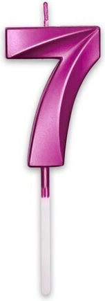 Prestige Candle Fuchsia Metal 9 Cm Number 7