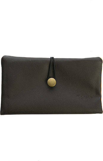 Rollit Tobacco Pouch Made of Brown Artificial Leather Handmade with Button 18x9.5cm