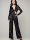 Damen Schwarz Set mit Hochbund Hose in Loose Passform