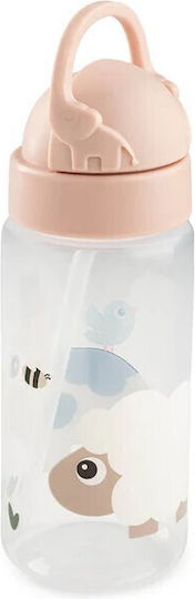 Done by Deer Kids Plastic Water Bottle with Straw Pink 350ml