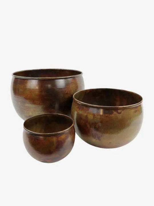 Phos & Gaia Decorative Metal Brown Bowl 3 Pieces
