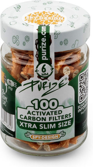 Purize Slim Activated Carbon 100 Filter Tips 100 Pieces