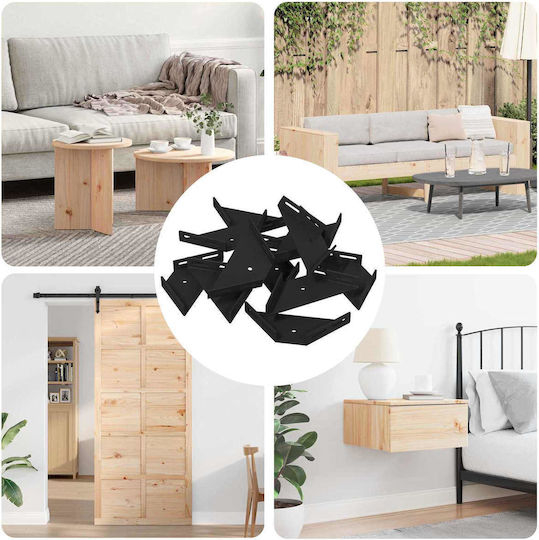 vidaXL Heavy-Duty Corner Shelf Made of Metal in Black Colour 138.5x50.5mm 12 Pieces 864823