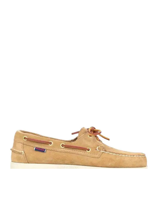 Sebago Leather Men's Boat Shoes in Beige Colour