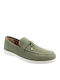Leather Women's Moccasins in Green Colour