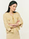 Forel Kurzes Damen-Tweed Blazer Gelb