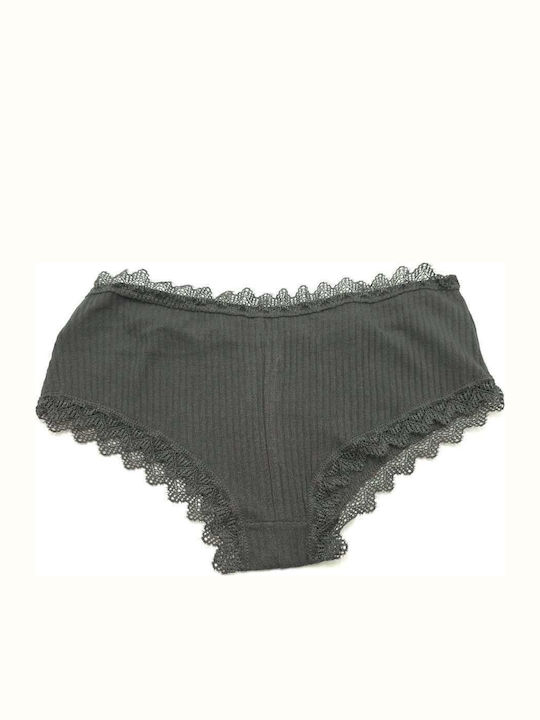 Hand's Foner Cotton Women's Boxer with Lace Black