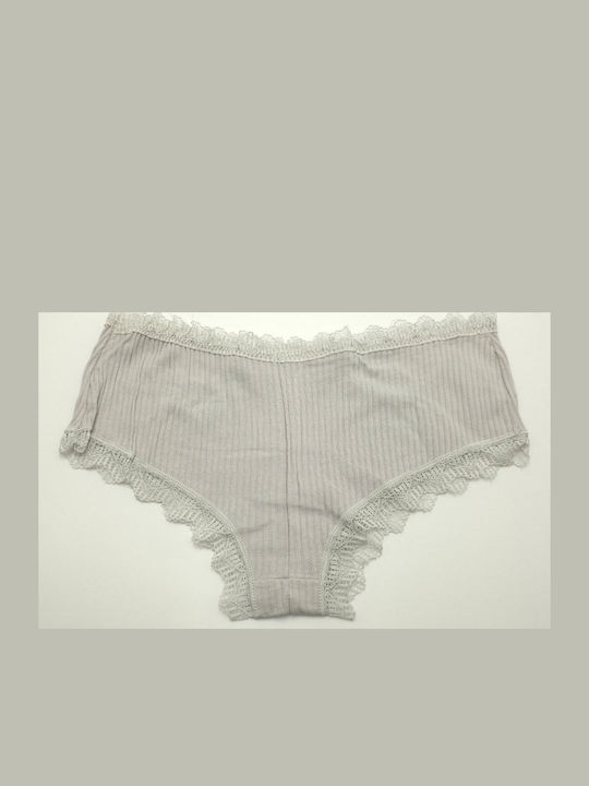 Hand's Foner Cotton Women's Boxer with Lace Gray