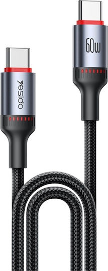 Datenkabel Type-C Zu Type-C 60w 3a 480mbps Nylon Yesido Schwarzes