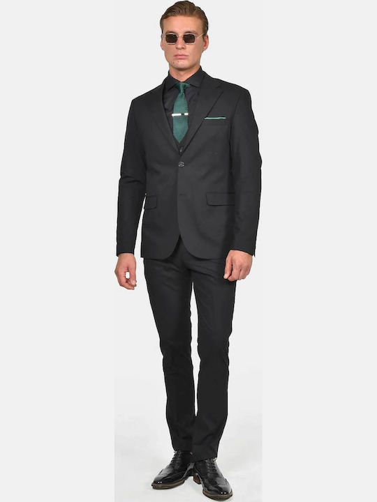 Winter Men's Suit with Vest Regular Fit Black