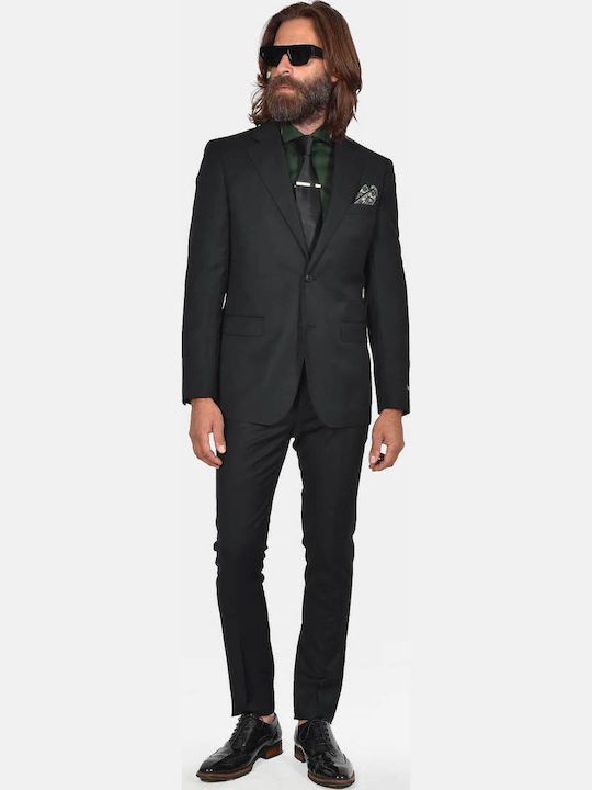 Winter Men's Suit with Slim Fit Black