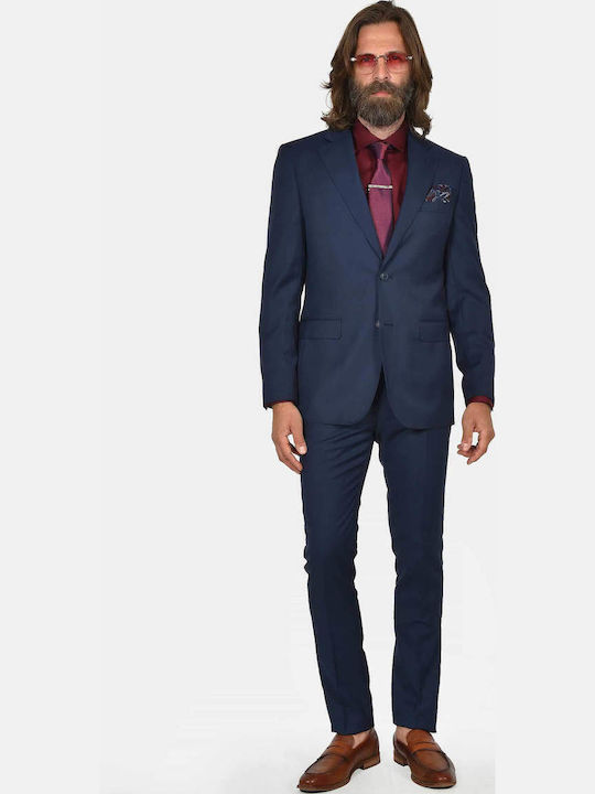 Winter Men's Suit with Slim Fit Blue