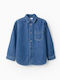 Παιδικό Πουκάμισο Μακρυμάνικο Τζιν Μπλε