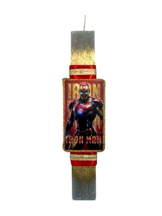 Λαμπάδα Χειροποίητη Πλακέ Αρωματική Marvel Iron Man Καδράκι 25 Εκ