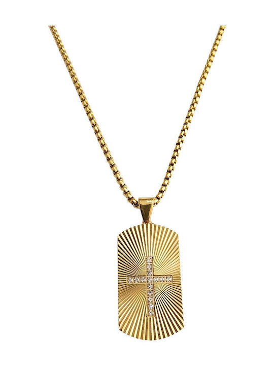 Kalliopi Silver Necklace ID Card From Gold Plated Steel