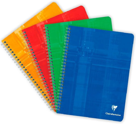 Clairefontaine Spiral Notebook A5 90 Sheets with White Pages with Pen Case Blue