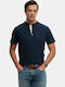 Grandad Short Sleeve Navy Blue Blouse