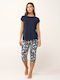 Vamp Summer Women's Pyjama Set Blue Blazer