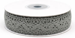 Satinband Spitze 3,8cm Grau 9m