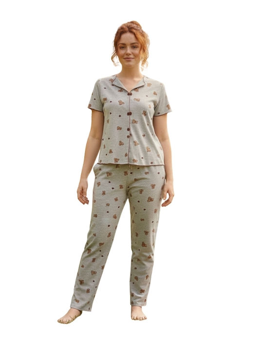 Siyah Inci Set Pijamale De Vară Dama Gri Deschis