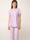 Vamp Vamp Damen Schlafanzug & Pyjamas Sommer Baumwollenes Flieder Pastell