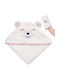 Halat De Baie Pentru Bebeluşi Cu Glugă White Bear/Design Floral Roz 90x100cm