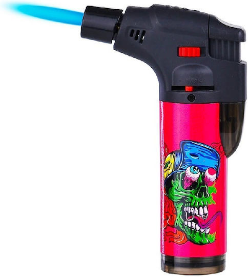 Prof Crazy Skulls Windproof Blue Flame Lighter Pink 41353pnk