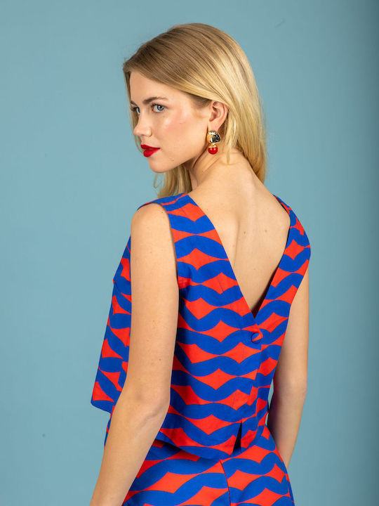 Women's Cotton Sleeveless Blouse Blue