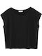 Organic Women's Crop Top Cotton Sleeveless Black