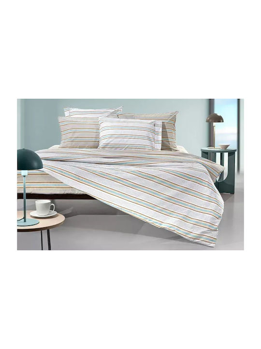 Guy Laroche Pinstripe Set Bed Sheets Double With Rubber Hugger 170x200+32cm 4 Pieces
