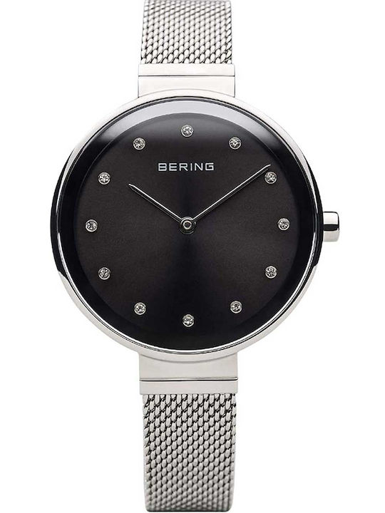 Bering Time Classic Ultra Slim Ceas Dama 34mm Cu Baterie Cu Brățară Din Metal Argintie