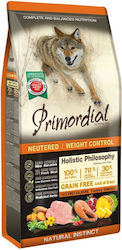 Primordial 12kg Dry Light Food, Grain-Free for Neutered Dogs with Turkey, Salmon, Vegetables, Pomegranate, Liver, Meat and Chicken