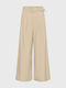 Women's Fabric Trousers in Wide Leg Style Striped Brown