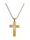 Kalliopi Silver Crucifix Pentru Bărbați Din Oțel Plăcut Cu Aur Cu Lanț