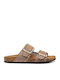 Damen Flache Sandalen Beige