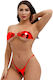 Sexy Solid Tube Top Bikini Swimsuit Red