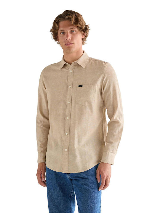 Shirt Long Sleeve Linen Shirt Beige