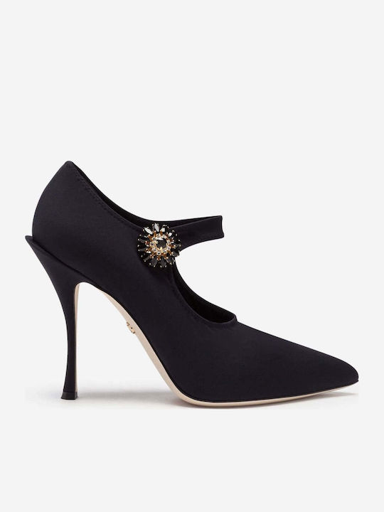 Dolce & Gabbana Дамски Кожени Обувки на Ток Черни