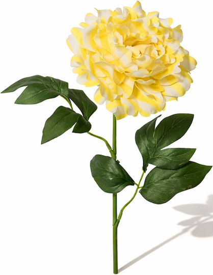 Осветително Цвете Peony Раирано Жълти Листа 12x23x66см Едноцветно Kaeming