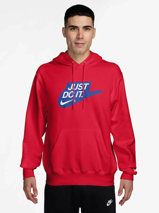Nike Red Φούτερ με Κουκούλα Red