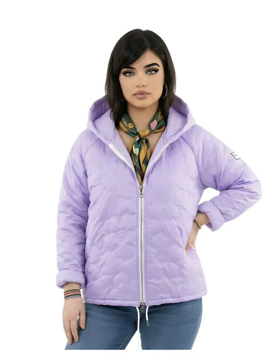 Short Women's Jacket for Spring Autumn Eggplant