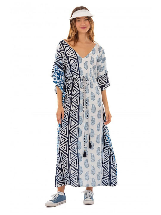 Platinum Fashion Women's Blue-White Beach Caftan